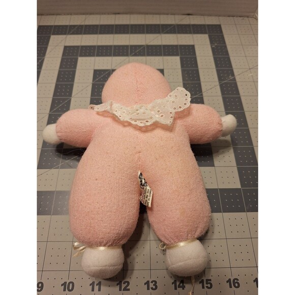 Vintage Russ Terry Cloth Baby Doll Rattle Plush Printed Fabric Face - Picture 4 of 6